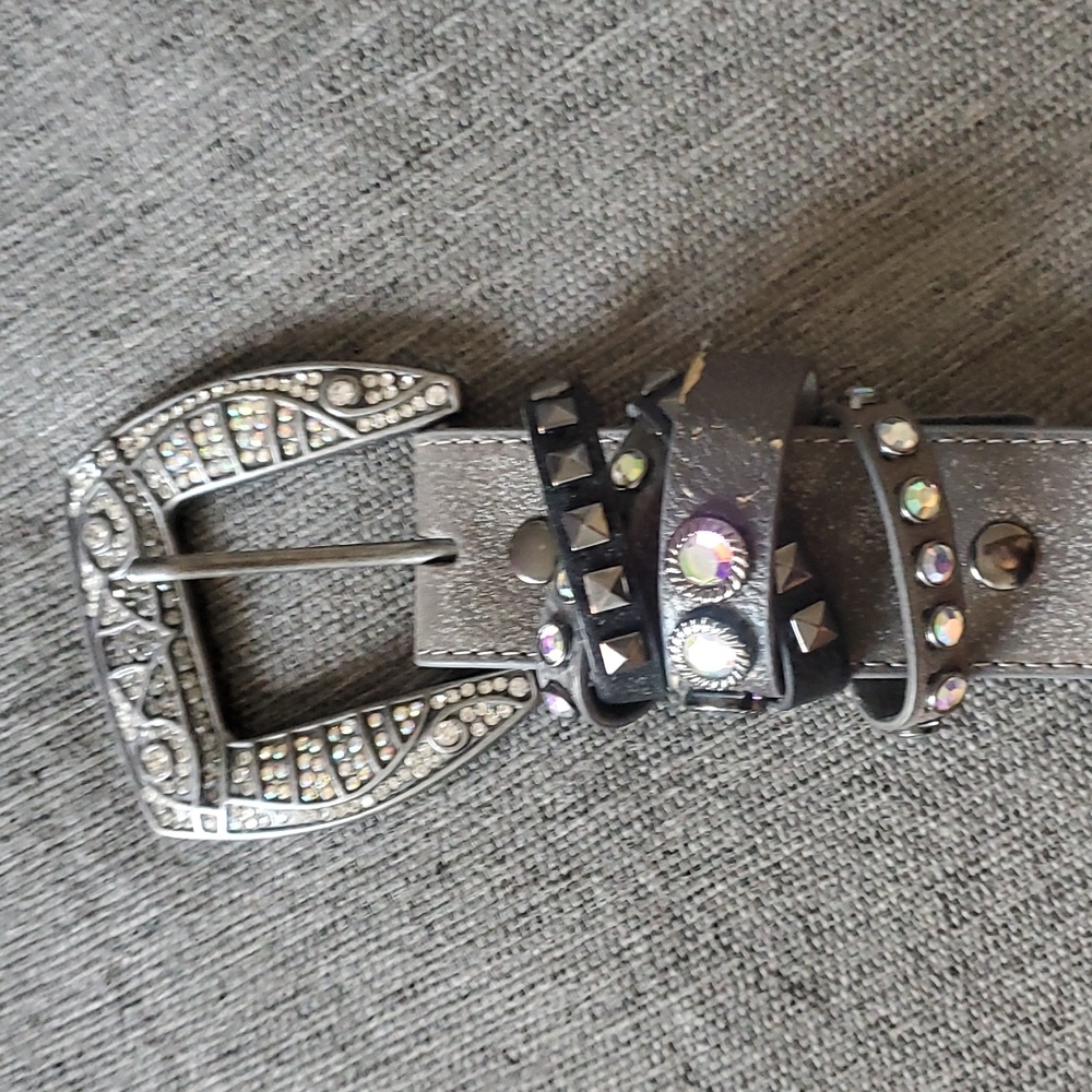 Jeweled Bling Belt Genuine Leather